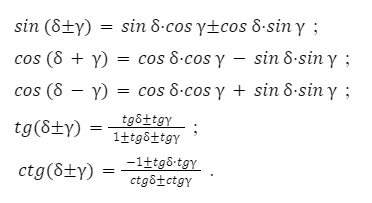 Тригонометрические формулы сложения